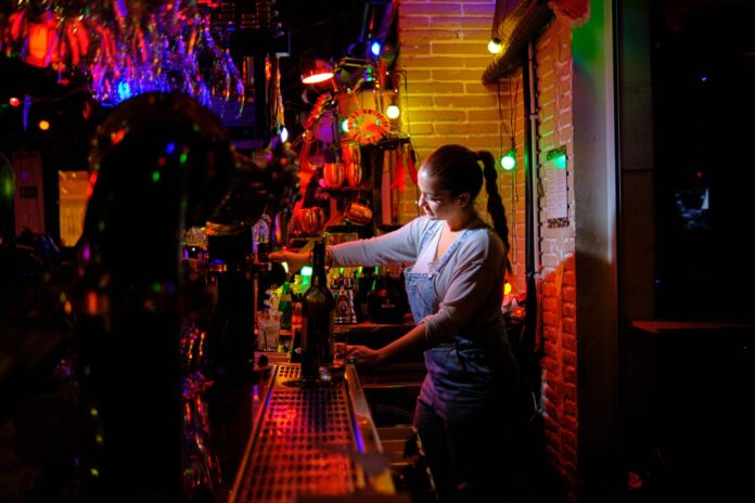Lively bar scene in Beyoğlu, Istanbul at night