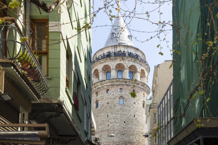 galata-walking-guide-tower-tunel-1 View of Galata Tower from a historic old street in Istanbul