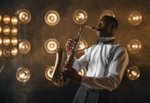 Istanbul October 2026 Events: Concerts, Fairs, and Exhibitions Saxophonist performing live on stage with warm backlighting at a jazz concert
